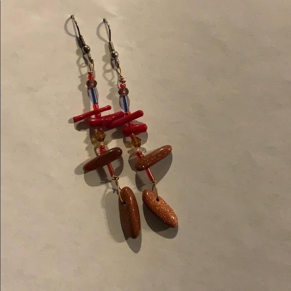 Coral and sunstone earrings